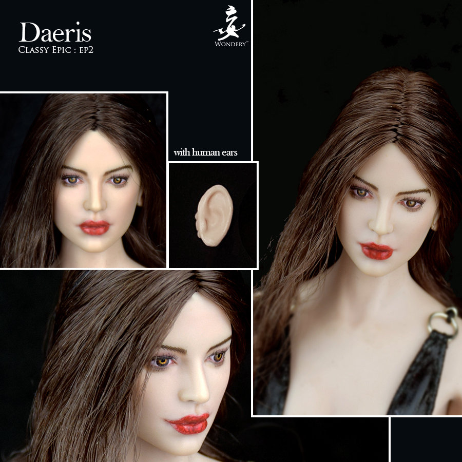  Product image 2 of the product “Daeris - Female Character (pale) Kopf mit zwei Paar Ohren - im Maßstab 1:6 ”
