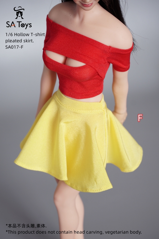  Product image 2 of the product “Female Hollow T-shirt and Pleated Skirt Set (Red)  1:6 ”