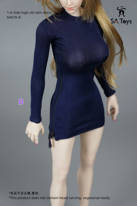  Product image 2 of the product “Female Side High Slit Slim Dress (Blue) 1:6 ”