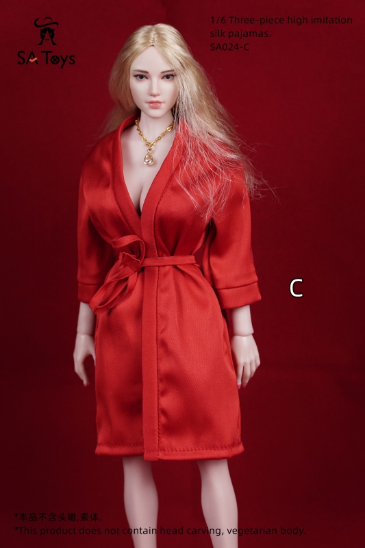  Product image 2 of the product “Female Silk Pajama Set (Red) 1:6 ”