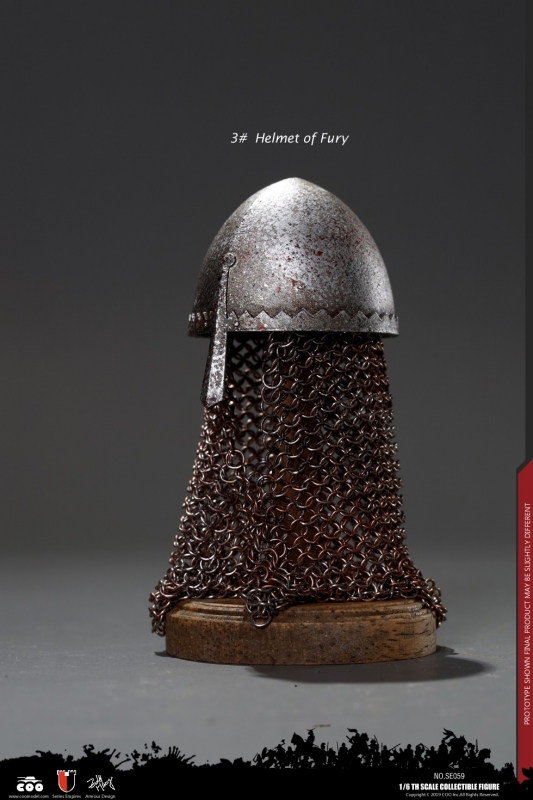  Product image 2 of the product “Worn Diecast Jihad Helmet Of Fury with Display Stand (Grey) ”