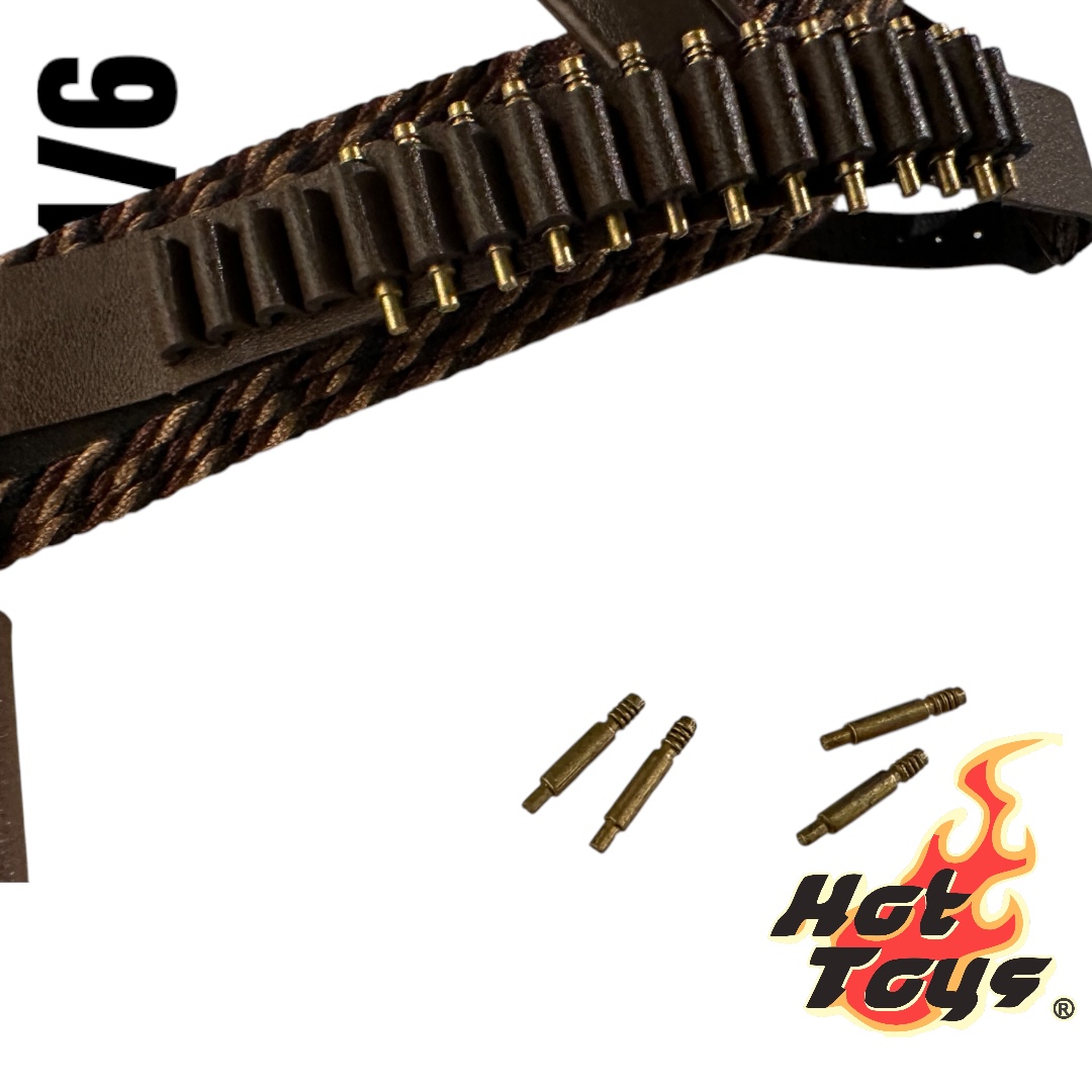  Product image 2 of the product “leather-like brown belt with ammo clips and pistol holster 1/6 ”