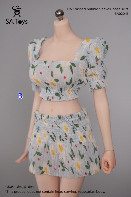  Product image 3 of the product “Female Crushed Bubble Sleeves and Loose Skirt Set (Blue)  1:6 ”