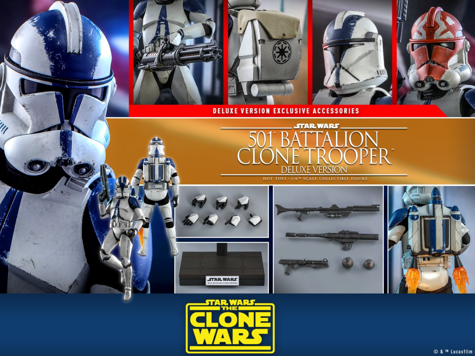  Product image 3 of the product “The Clone Wars 501st Battalion Clone Trooper Deluxe Version 1/6 Collectible Figure 30cm ”